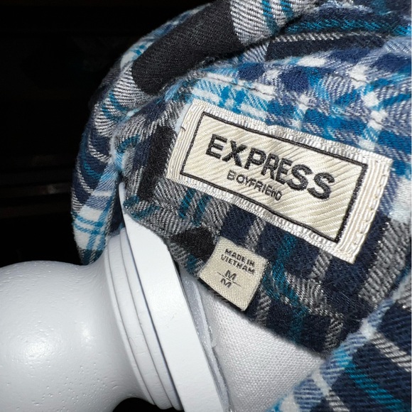 Express Boyfriend Plaid Button-Up Shirt - Picture 4 of 7